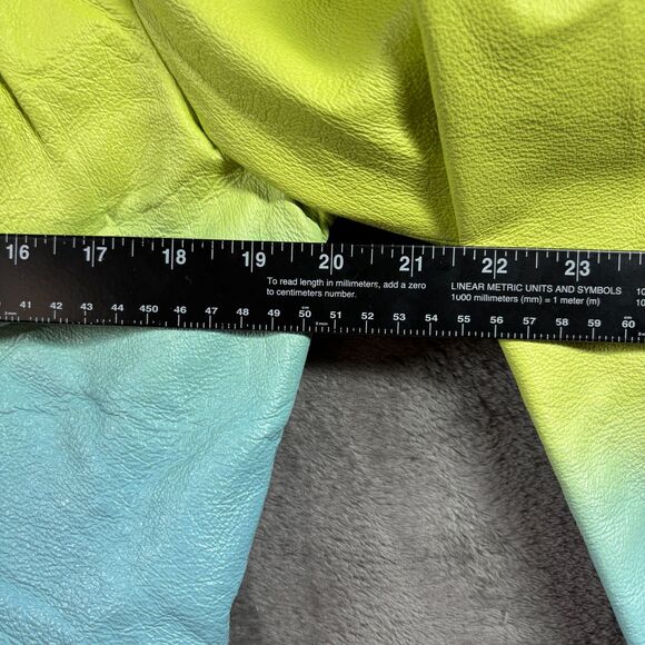Metrostyle Women Vintage 90s Leather Suit Pants Jacket Ombre Lime Aqua Size 12 - Picture 6 of 12